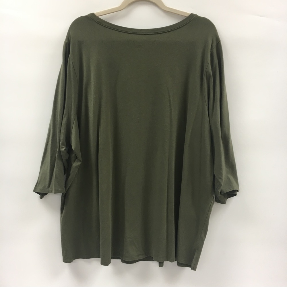 Belle by Kim Gravel Autumn Green Tunic Top Ease and Comfort 3X